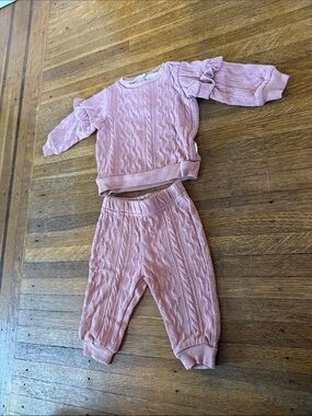 Tahari 6-9 month Cable Knit Sweater Set - Dusty Pink